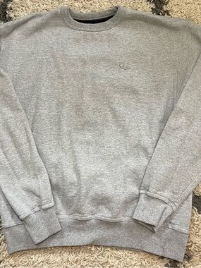 Champion Gray Crewneck Sweatshirt with Embroidered C Logo